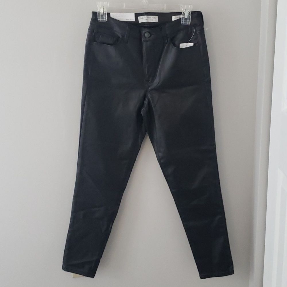 Social Standard by Sanctuary Pants Womens 6 Coated Sheen Black Moto Fall Punk